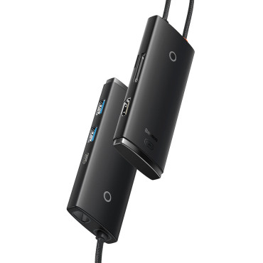Lite-serie multifunktionell nav USB-C 2 x USB 3.0 USB-C HDMI 1.4 SD-TF Svart