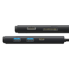 Série Lite Multifuncional Hub USB-C 2 x USB 3.0 USB-C HDMI 1.4 SD-TF Preto