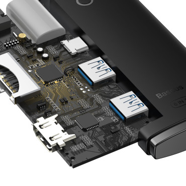 Lite-serie multifunktionell nav USB-C 2 x USB 3.0 USB-C HDMI 1.4 SD-TF Svart