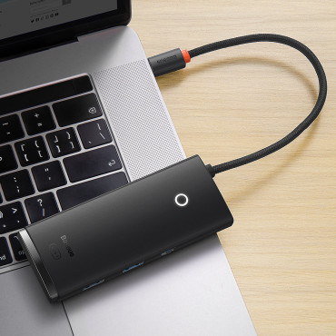 Lite-serie multifunktionell nav USB-C 2 x USB 3.0 USB-C HDMI 1.4 SD-TF Svart