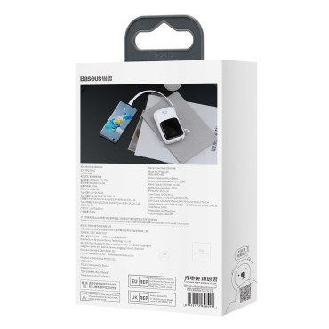Qpow powerbank 10000mAh embutido cabo USB tipo C 22.5W carga rápida branco