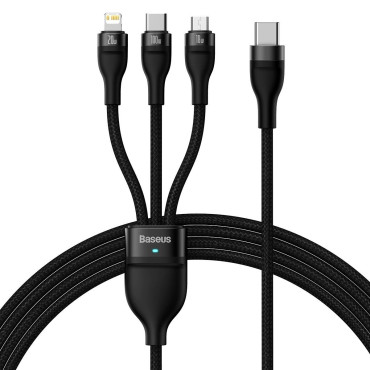 Flash Series II USB-C kabel iPhone Lightning Microusb 100W 1.5m Črna