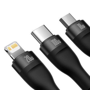 Flash Series II USB-C kabel iPhone Lightning Microusb 100W 1.5m Črna