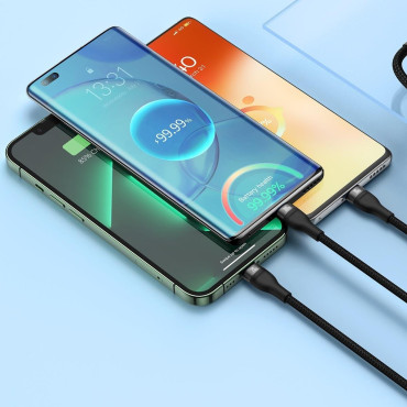 Flash Series II USB-C kabel iPhone Lightning Microusb 100W 1.5m Črna