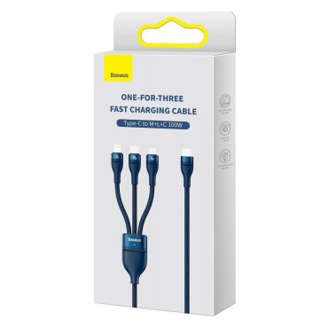 Flash Series II USB-C Cable USB Type A IPHONE LIGHTNING MICRUSB 100W 1.5m Azul