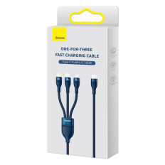 Flash sērija II USB-C USB kabeļa tipa iPhone zibens microusb 100w 1.5m Blue