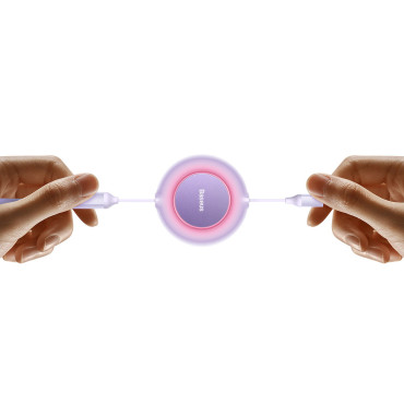 Rolled Kabel 3in1 USB MicroUSB + iPhone Blitz + USB-C 66W 1.1m Violett