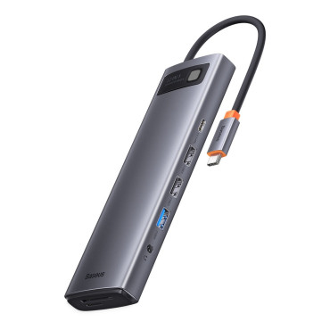 Multifunksjonell nav 12in1 USB-C HDMI DP USB-C Minijack 3.5mm Rj45 sd
