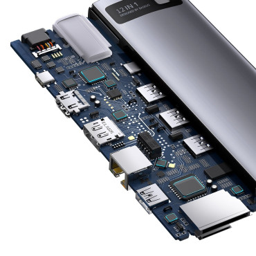Daudzfunkcionāla mezgls 12In1 USB-C HDMI DP USB-C MinIcck 3.5mm RJ45 SD