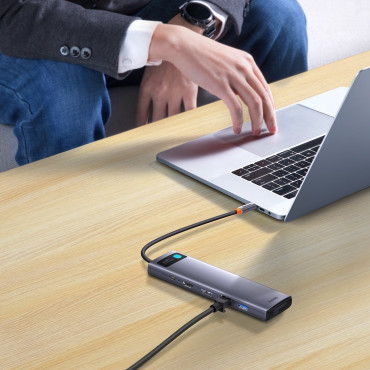 Multifunksjonell nav 12in1 USB-C HDMI DP USB-C Minijack 3.5mm Rj45 sd