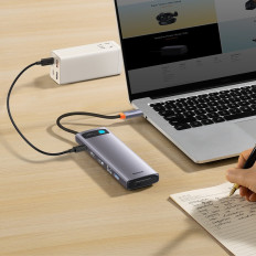 Multifunksjonell nav 12in1 USB-C HDMI DP USB-C Minijack 3.5mm Rj45 sd