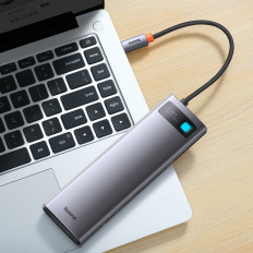 Multifunksjonell nav 12in1 USB-C HDMI DP USB-C Minijack 3.5mm Rj45 sd