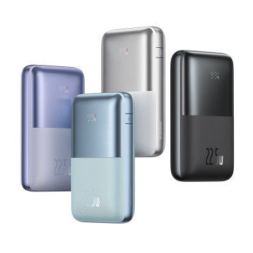 PowerBank Bipow Pro 20000MAH 22.5W su USB C USB kabeliu 0.3m violetinė