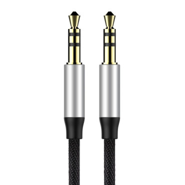 Yiven M30 AUX AUX AUX Cavo AUX 3.5mm Mini Jack da uomo 1M argento-nero