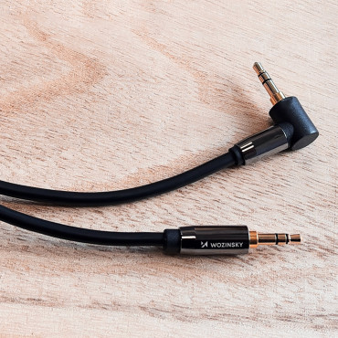 AUX CABLE kampinis Vyras-vyrų kabelis Mini lizdas 1.5m juoda
