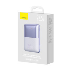 PowerBank BIPOW PRO 20000MAH 22.5W ar USB-C USB kabeli 0.3m Violet