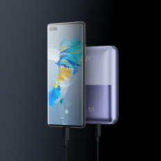 PowerBank BIPOW PRO 20000MAH 22.5W ar USB-C USB kabeli 0.3m Violet