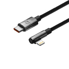 Cable de entrega de cable de cable en ángulo con un lado USB-C iPhone Rayo 1M 20W negro