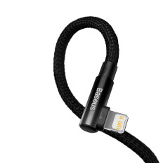 Cable de entrega de cable de cable en ángulo con un lado USB-C iPhone Rayo 1M 20W negro