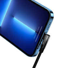 Cavo di erogazione dell'energia del cavo angolato con il lato positivo USB-C iPhone Lightning 1m 20W nero