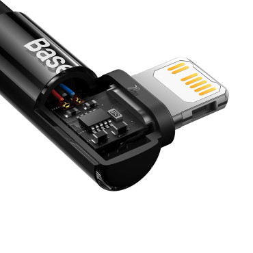 Cable de entrega de cable de cable en ángulo con un lado USB-C iPhone Rayo 1M 20W negro