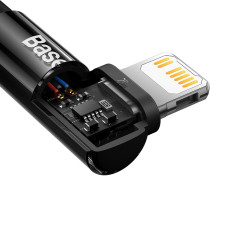 Cable de entrega de cable de cable en ángulo con un lado USB-C iPhone Rayo 1M 20W negro