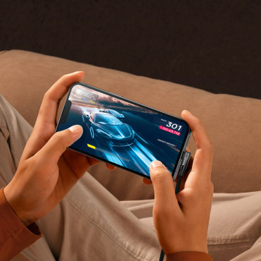 Cabo de alimentação de cabo angular com lado Up USB-C iPhone Relâmpago 1M 20W Preto