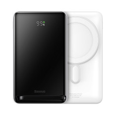PowerBank ar bezvadu uzlādi MagSafe 10000mAh 20W USB-C kabelis 0.5m Balta