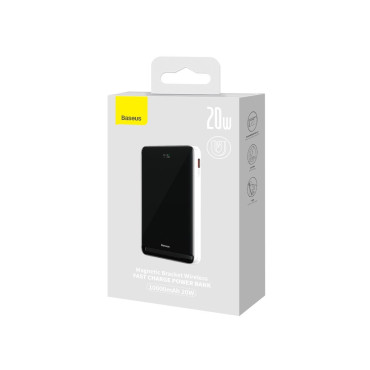 PowerBank ar bezvadu uzlādi MagSafe 10000mAh 20W USB-C kabelis 0.5m Balta