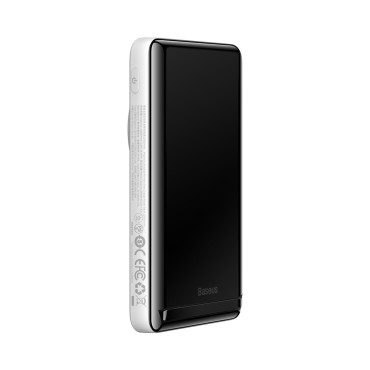PowerBank ar bezvadu uzlādi MagSafe 10000mAh 20W USB-C kabelis 0.5m Balta