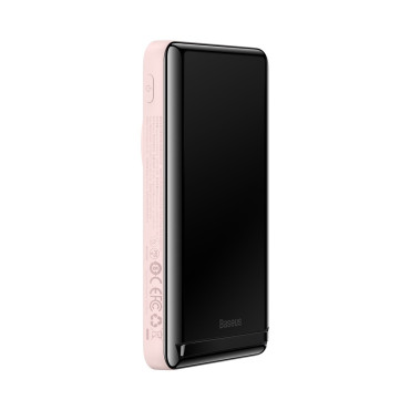 PowerBank ar bezvadu uzlādi MagSafe 10000mAh 20W USB-C kabelis 0.5m rozā