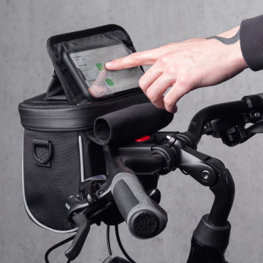 Bicykelová taška na navigáciu s čiernym ramenným popruhom