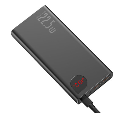 Adaman PowerBank ar ātru ielādi 20000mAh 22.5W USB-C kabelis 0.3m Black