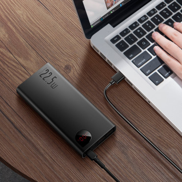 Adaman PowerBank ar ātru ielādi 20000mAh 22.5W USB-C kabelis 0.3m Black