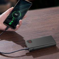 Adaman PowerBank ar ātru ielādi 20000mAh 22.5W USB-C kabelis 0.3m Black