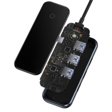 ACMEJEJE HUB 4-poort USB-C 3XUSB 3.0 Donkergrijs