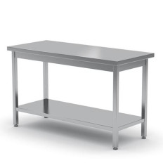 Bordsbänkbord för kök centralt stål med en 160x60cm hylla - Hendi 811542