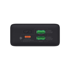 PowerBank ar displeju 20000mAh 30W 2xusb 1xusb-c ātru uzlādi SCP vooc melns
