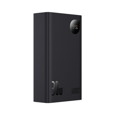 PowerBank ar displeju 20000mAh 30W 2xusb 1xusb-c ātru uzlādi SCP vooc melns