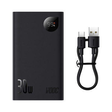 PowerBank ar displeju 20000mAh 30W 2xusb 1xusb-c ātru uzlādi SCP vooc melns