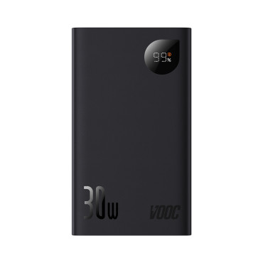 Powerbank com display 20000mAh 30W 2xUSB 1XUSB-C carga rápida SCP Vooc Black