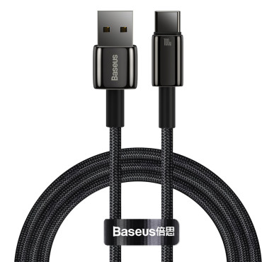 Volframa zelta kabelis USB-USB-C 480MB-S 100W 1m melns