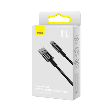 Volfram zlati kabel USB-USB-C 480MB-S 100W 1M črna