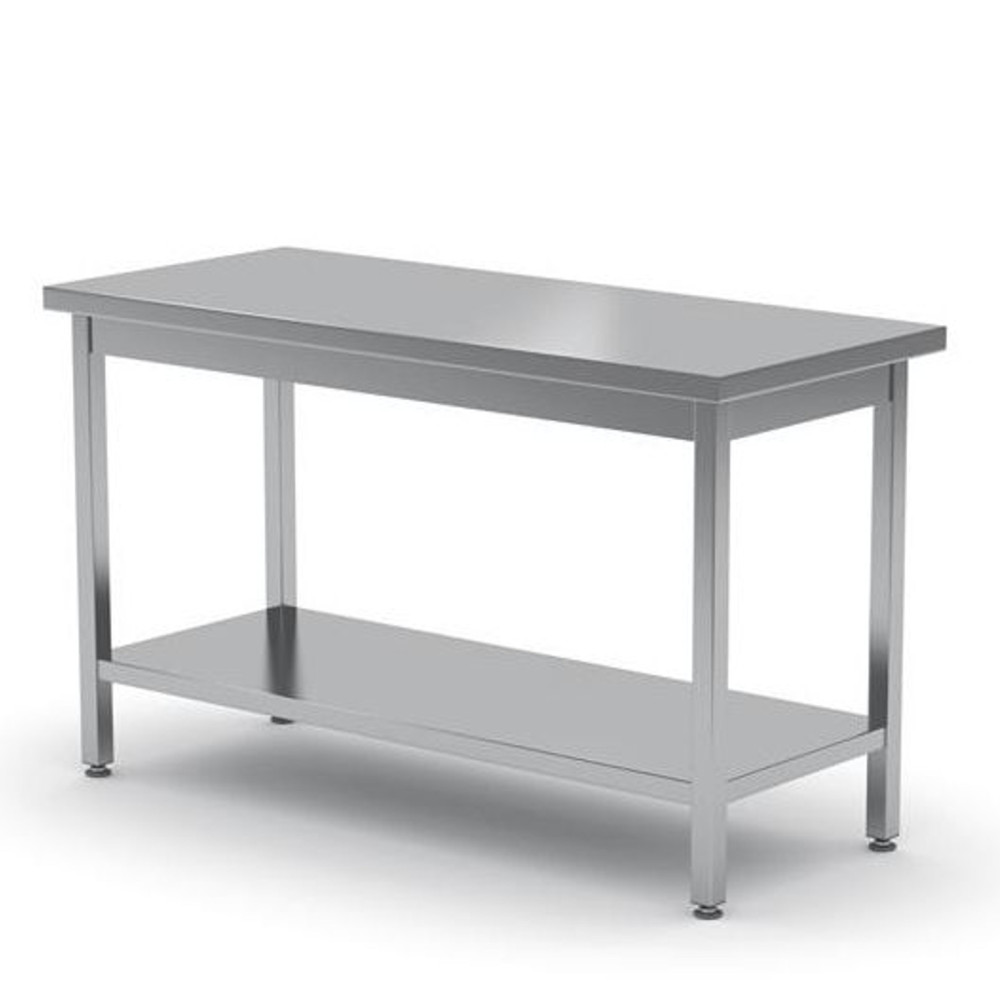 Tabela de bancada para a cozinha central de aço com uma prateleira 180x60cm - Hendi 811559