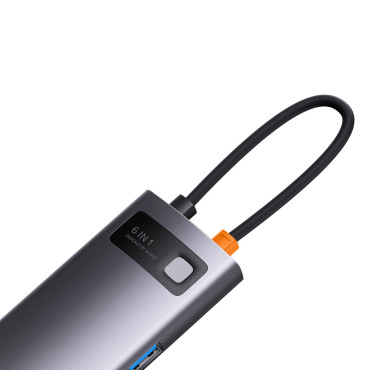 Starjoy Hub 6W1 USB-C 3xUSB HDMI RJ45 PD Grigio