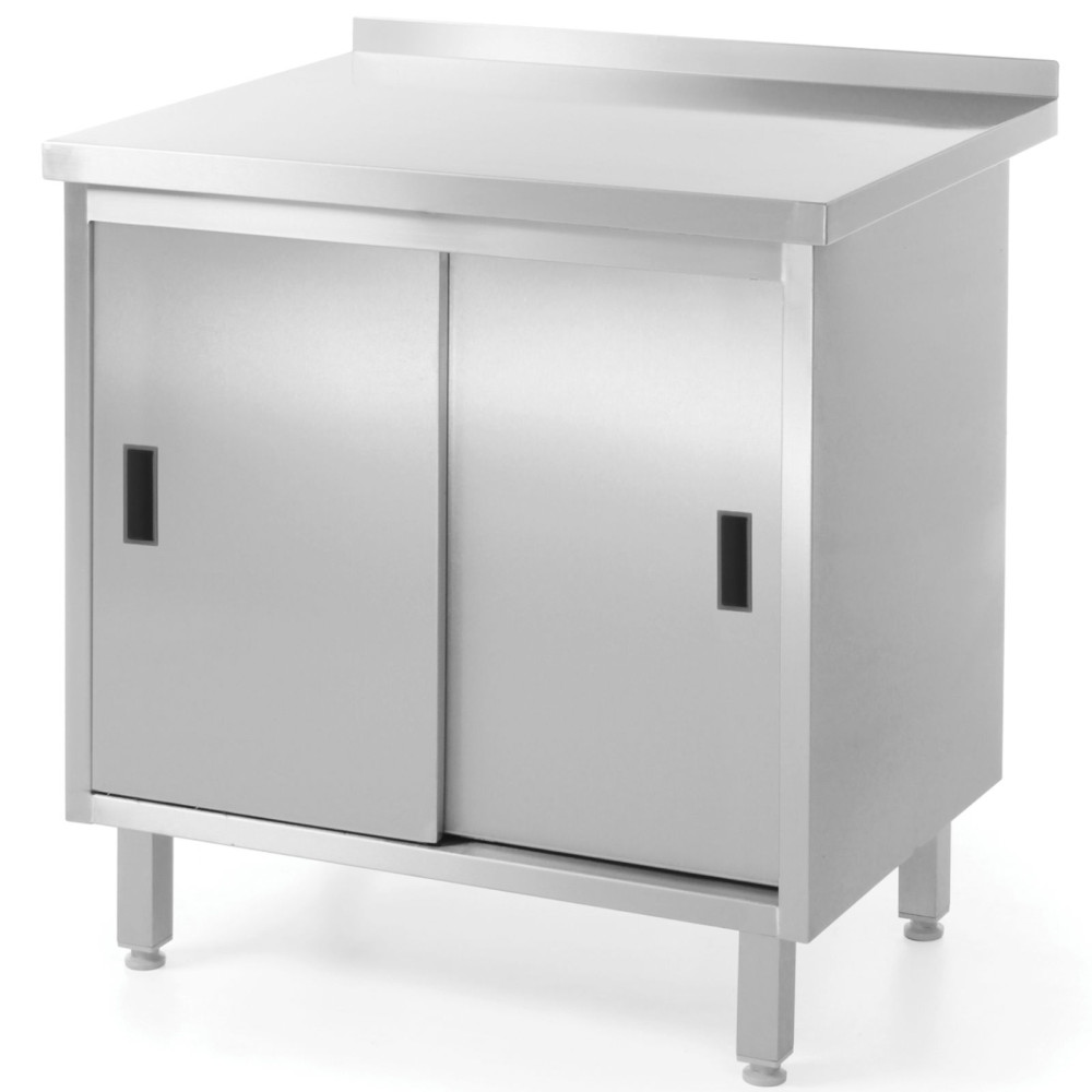 Keuken werkblad tafel met stalen kast. Haakdeur 80x60cm - Hendi 811641