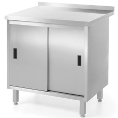 Piano da tavolo da cucina con armadietto in acciaio. Porte raddoppiate 100x60cm - Hendi 811658