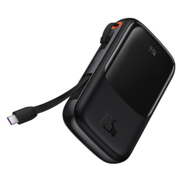 PowerBank con carga rápida 10000mAh 22.5W QC-PD-SCP-FCP USB-C Cable negro
