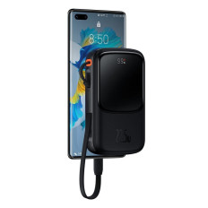 PowerBank nopea lataus 10000mAh 22.5w QC-PD-SCP-FCP USB-C -kaapelin musta