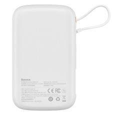 PowerBank ar ātru iekraušanu 10000mAh 22.5W QC-PD-SCP-FCP USB-C kabelis balts